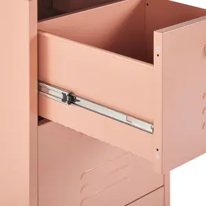 3 Drawer Metal Storage Cabinet Pink WOSTOK