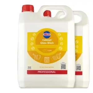 Nilco Cabinet Glass Wash - 5L x2 For Glassware Crockery & Ceramics 10 Litres