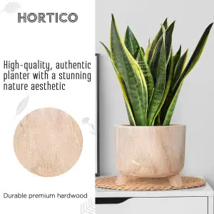 HORTICO™ Indoor Plant Pot on Feet, (Dia) 28cm GROWER Round Wooden Planter for House Plants with Waterproof Liner D28 H21 cm, 6.8L