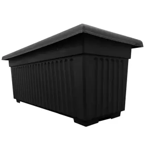 2x Black Rectangular 70cm Sovereign Troughs Flower Garden Patio Planters For Home & Garden