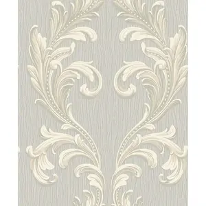 Belgravia Décor Tiffany Scroll Silver Textured Wallpaper