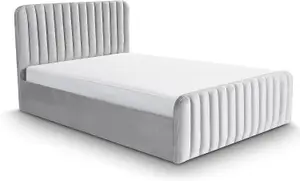 Ottoman Bed Frame Velvet Padded Upholstered King Size Storage Bed - No Mattress