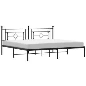 Berkfield Metal Bed Frame without Mattress with Headboard Black 193x203cm