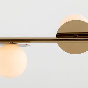 houseof Brass Frosted Glass Opal Ball Shade Disk Ceiling Light - Gold