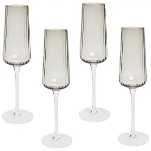 Set of 4 Champagne Flutes QUARTZ Grey