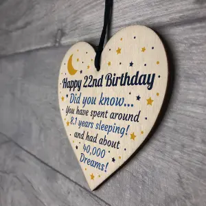 Red Ocean 22nd Birthday Card For Daughter Son Wood Heart Novelty 22nd Birthday Gift Him Her