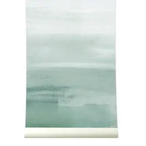 Roomblush Layered Horizon Watercolour Eco 4 Lane Repeatable Wallpaper Mural 200 x 285cm, Green