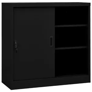 Berkfield Office Cabinet with Sliding Door Black 90x40x90 cm Steel