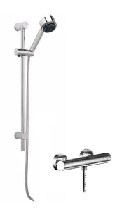 Current Thermostatic Minimalist Bar Valve with Multi Function Handset Slide Rail Kit Shower Bundle - Chrome - Balterley