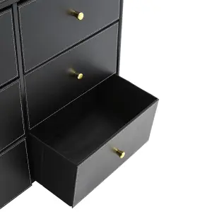 Black Plastic Storage Cabinet with 9 Drawers 103cm H