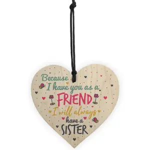 Red Ocean Best FRIEND Sister Gifts Wooden Heart Christmas Friendship Thank You Gift Birthday Plaque Keepsake