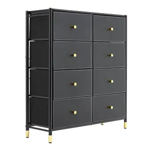 Black Plastic Storage Cabinet with 8 Drawers 97.5cm H