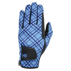 Hy5 Unisex Lightweight Printed Riding Gloves Black/Blue (XL)