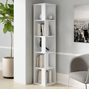 Bensonhurst Corner Bookcase Unique Design & Modern Style White