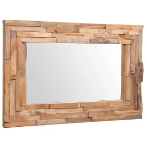 Berkfield Decorative Mirror Teak 90x60 cm Rectangular