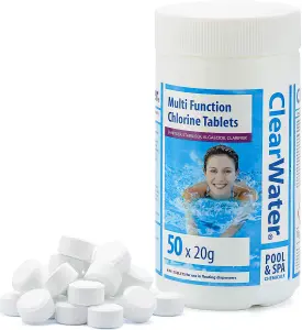 CLEARWATER Chlorine Tablets Mini Multifunction 50 x 20g Hot Tub Lay Z Lazy Spa