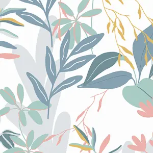 Fresco Inky Tropical Leaf Indigo and Ochre Wallpaper