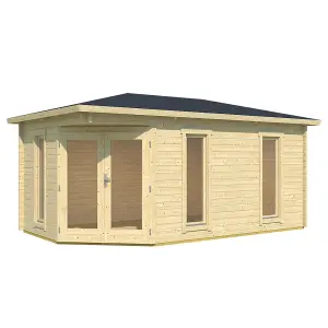 Lasita Edinburgh 2 Corner Summer House - 4.28m x 2.8m - Garden Log Cabin - 40mm Wall Logs Double Glazed