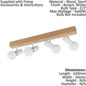 2 PACK 4 Spot Wall Flush Ceiling Light Colour Brown White Shade E27 4x60W