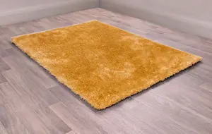 Yellow Plain Handmade Luxurious Modern Plain Shaggy Sparkle asy to Clean Rug For Dining Room Bedroom And Living Room-80cm X 150cm