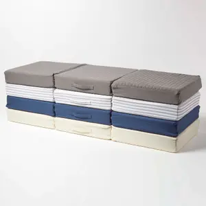 Homescapes Navy Cotton Orthopaedic Foam 3 Seater Booster Cushion