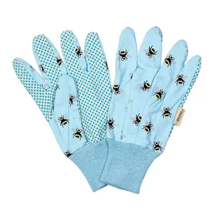 Bee Theme Gardening Gloves with Cotton Grips Triple Pack