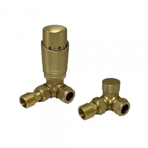 Designer Corner TRV Thermostatic Radiator Valves Brushed Brass Twin Pack - BR-TRV101C