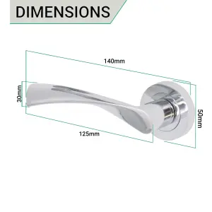 EAI Polished Door Handles Swept Lever On Rose Handle - Polished Chrome