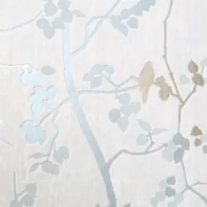 GoodHome Bromus Blue Metallic effect Floral Textured Wallpaper Sample