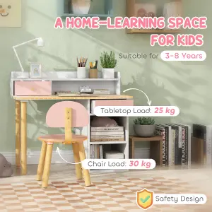 AIYAPLAY Kids Desk and Chair Set for Studying, Reading and Drawing - Pink