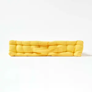 Homescapes Cotton Yellow Floor Cushion, 40 x 40 cm