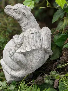 Solid Stone Cast 'Dragon on Ball' Garden Ornament