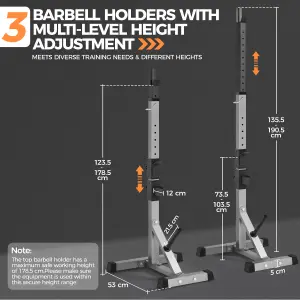 Yaheetech Black Adjustable Barbell Rack with Safety Spotters