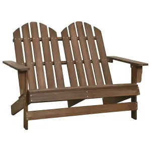 Berkfield 2-Seater Garden Adirondack Chair Solid Fir Wood Brown