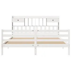 Berkfield Bookcase Bed without Mattress White 180x200 cm Super King Solid Wood Pine