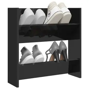 Berkfield Wall Shoe Cabinet High Gloss Black 60x18x60 cm Engineered Wood