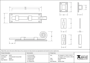 From The Anvil Pewter 6 Inch Monkeytail Universal Bolt