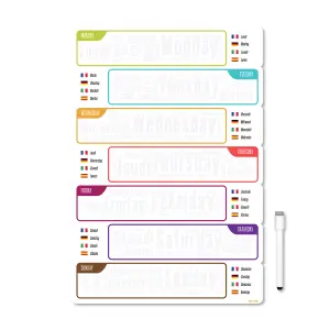 Multi-Language Chore Chart Fridge Planner Magnetic Weekly Planner Whiteboard with Marker A3