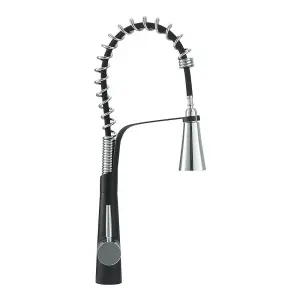 Kitchen Faucet with Pull Down Sprayer and 3 Spray Modes in Black and Chrome