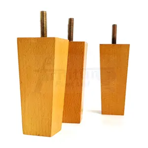 4 x SOLID WOOD FURNITURE FEET 100mm HIGH REPLACEMENT FURNITURE LEGS SOFAS CHAIRS STOOLS M8 Oak