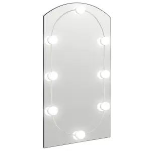 Berkfield Mirror with LED Lights 90x45 cm Glass Arch