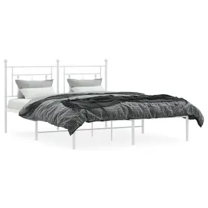 Berkfield Metal Bed Frame without Mattress with Headboard White 150x200cm