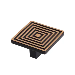 DecorAndDecor - CARINA Matt Black and Rose Decorative Square Modern Cabinet Drawer Knob - Pair