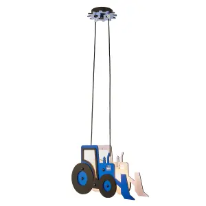 Litecraft Blue Tractor Glow Kids Ceiling Pendant