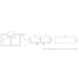 Rangemaster Farmhouse White Ceramic 2 Bowl Sink 591mm x 793mm