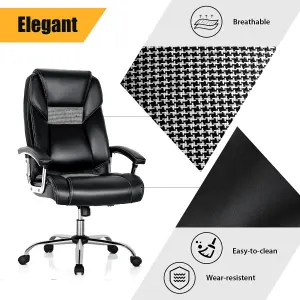 Costway High-back Executive Chair PVC Leather Upholstered Home Office Chair Padded Back