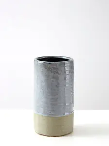 Interiors by Premier Portable Small Grey Vase, Versatile Flower Vase, Glazed Finish Stoneware, Large Ceramic Pottery Vase