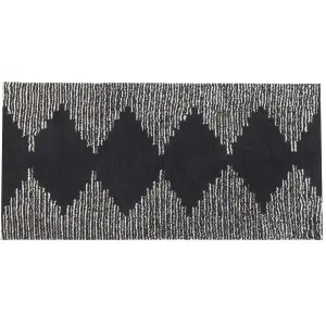 Cotton Area Rug 80 x 150 cm Black and White BATHINDA