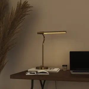 GoodHome Hatfield Pendant Straight Matt Gold effect Integrated LED Table lamp