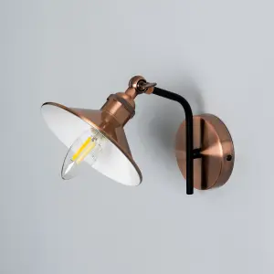 Litecraft Danica 1 Light Antique Copper Industrial Style Wall Light